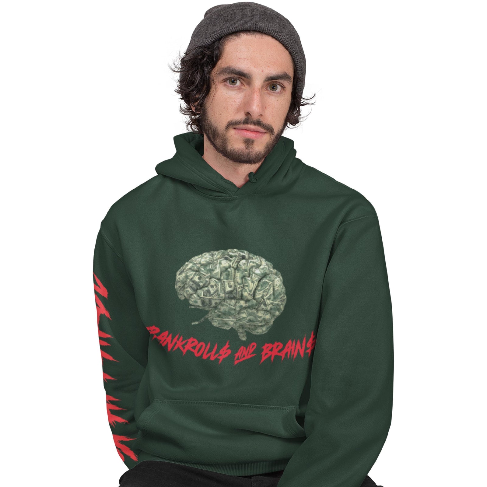 Bankroll$ & Brain$-Hoodie-Sazzy Tingz